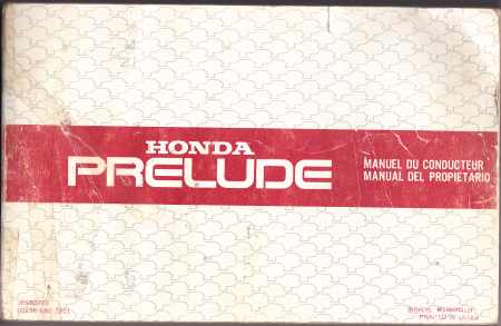 Honda Prelude Owners Handbook 10008412F (image for) Honda Prelude Owners Handbook 10008412F
